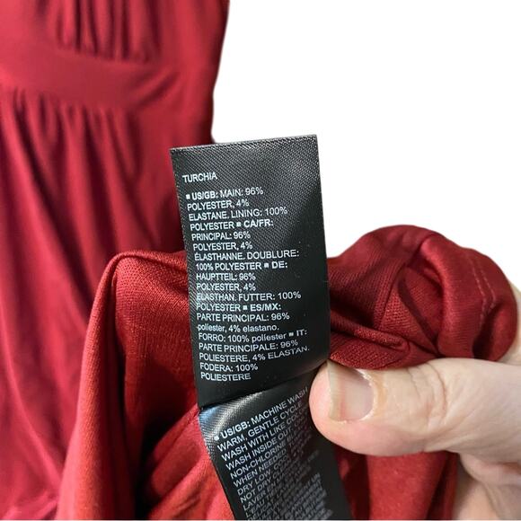 Truth & fable NWT Deep Red Maxi Dress Multi-way halter large made in turkey - Picture 9 of 11